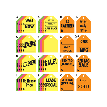 CAR DEALER DEPOT Large Rearview Mirror Hang Tags (50 Per Pack): Yellow, Style Pk, 203-YE-CL 203-YE-CL
